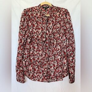 Ralph Lauren Red and Black Floral Blouse